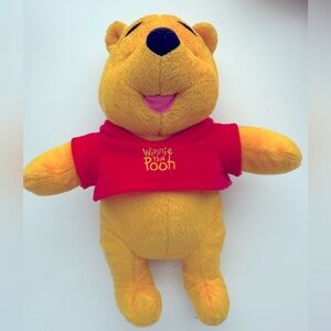 2001 Disney Winnie the Pooh Plush - Bright Yellow and Red